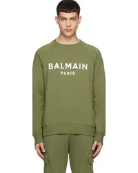 Balmain Khaki Paris Print Sweatshirt Uio