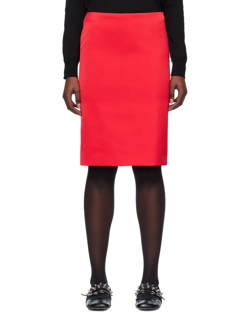 WE 11 DONE Red Vented Midi Skirt Red
