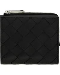 Bottega Veneta Black Intrecciato Bi-Fold Zip Wallet 8803-black