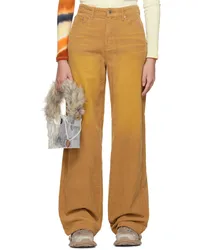 WE 11 DONE Brown Washed Trousers Camel