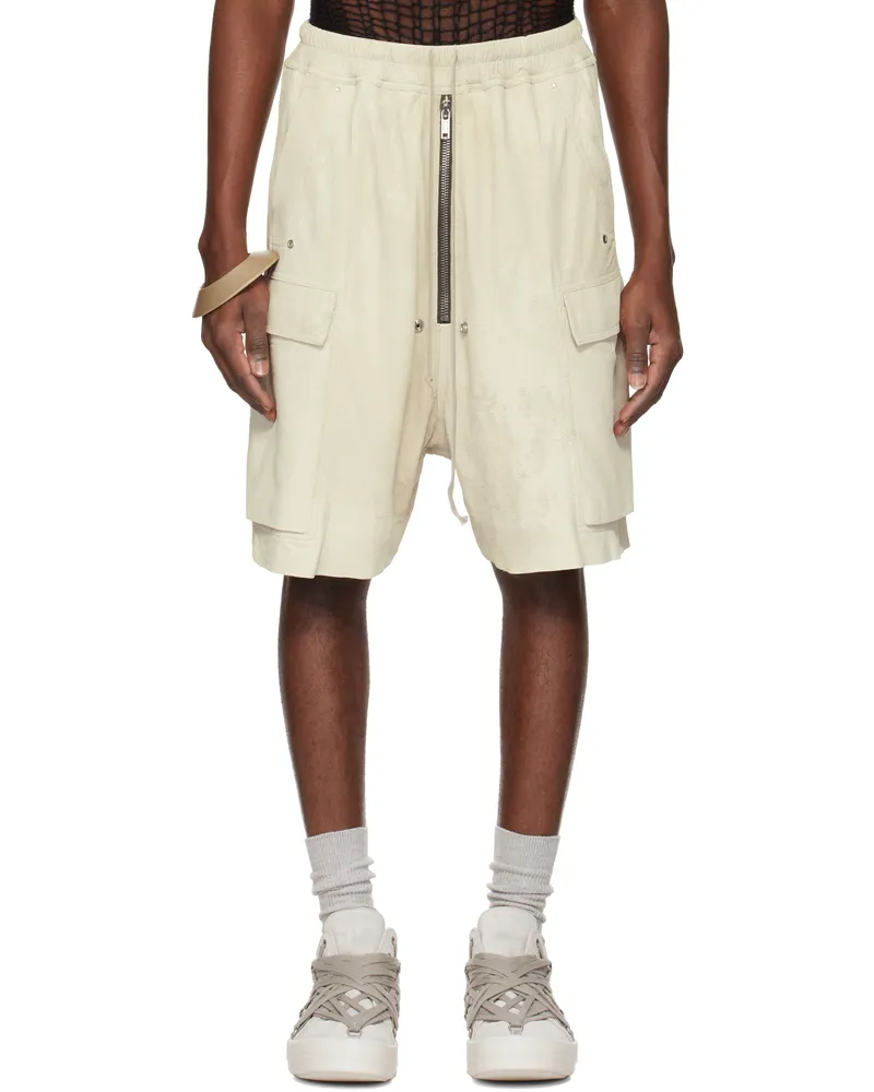 Rick Owens Off-White Hollywood Cargobela Leather Cargo Shorts 41