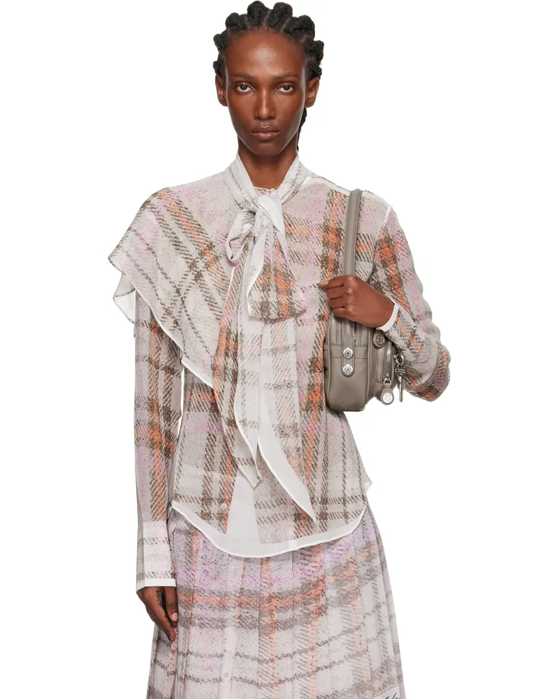 Acne Studios Gray & Pink Printed Silk Blouse Ans