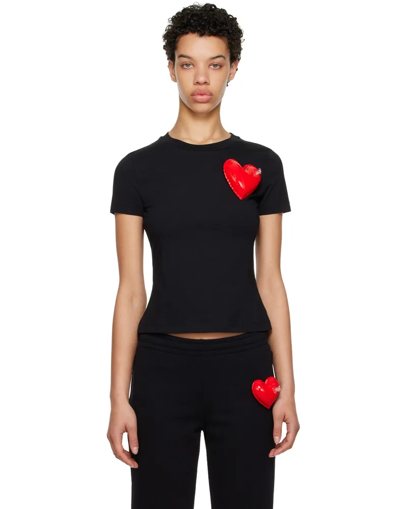 Moschino Black Inflatable Heart T-Shirt J0555