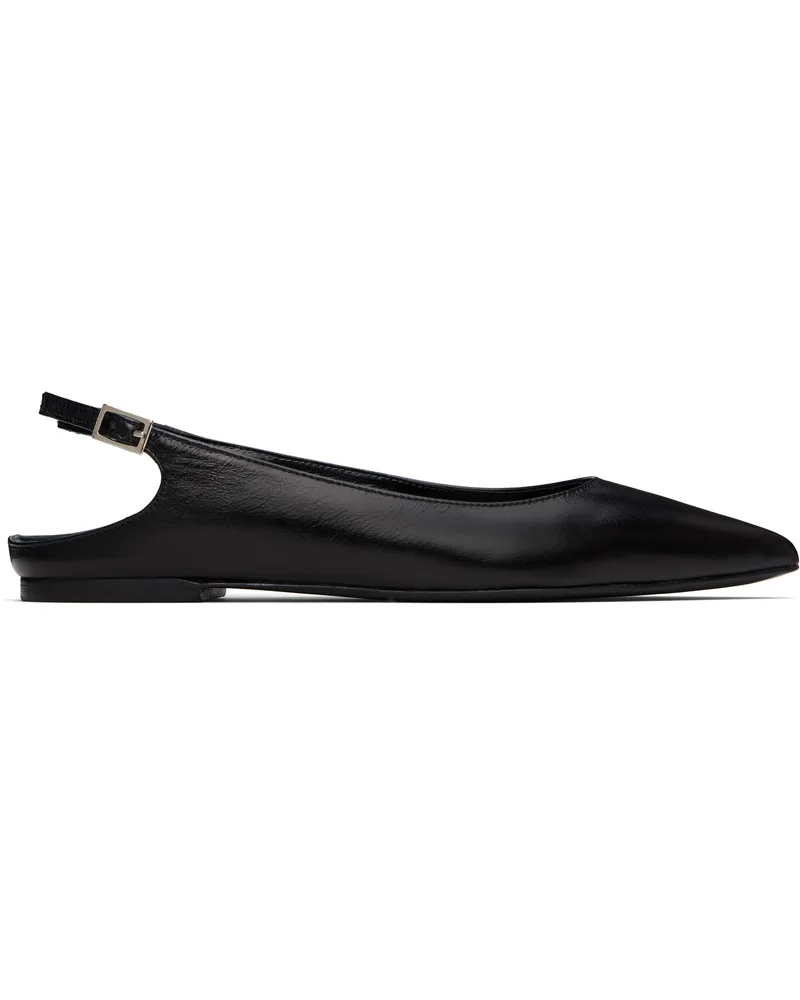 by FAR Black Koyna Creased Calf Leather Ballerina Flats Bk001
