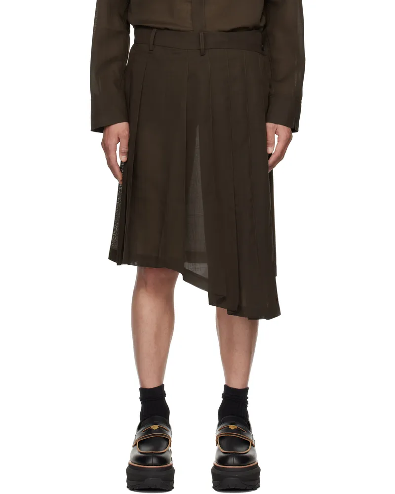 Feng Chen Wang Brown Pleated Skirt Brown