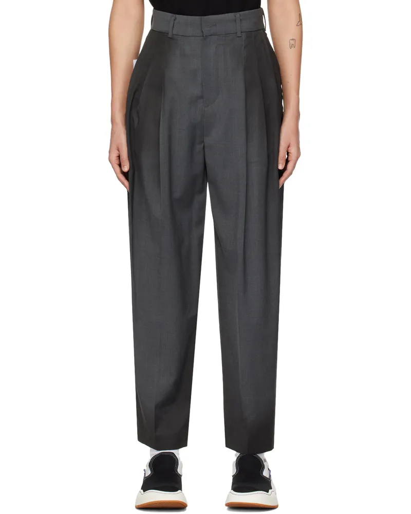 Adererror Gray Pleated Trousers Charcoal