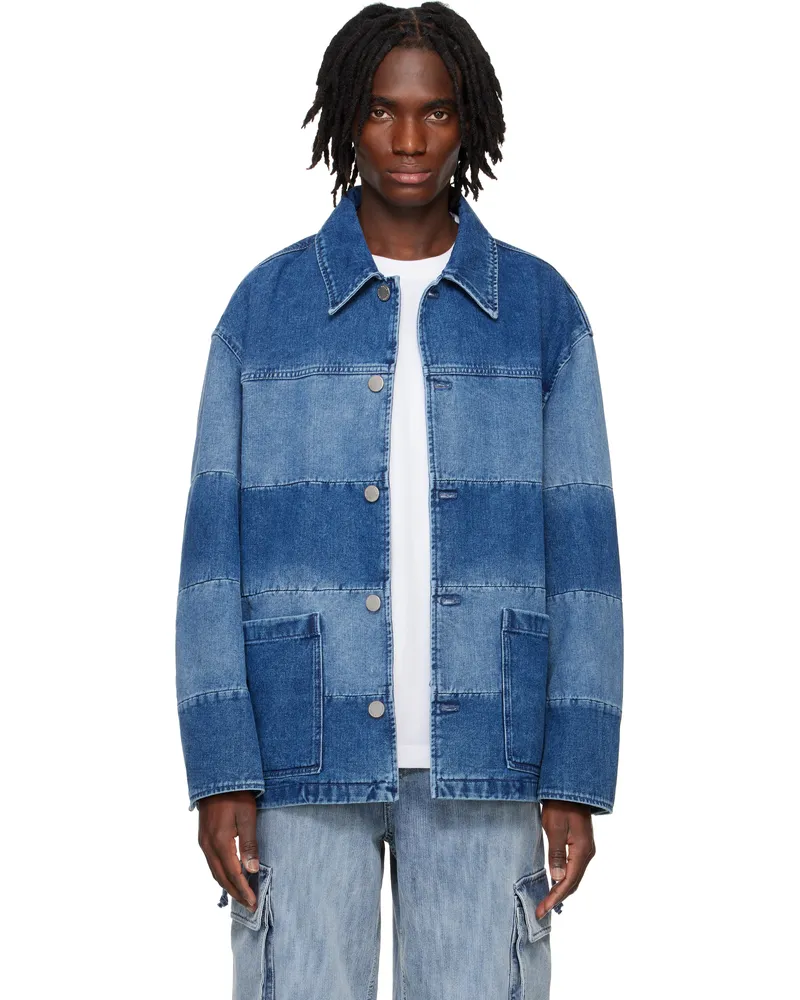 SOLID HOMME Blue Block Denim Jacket 327l