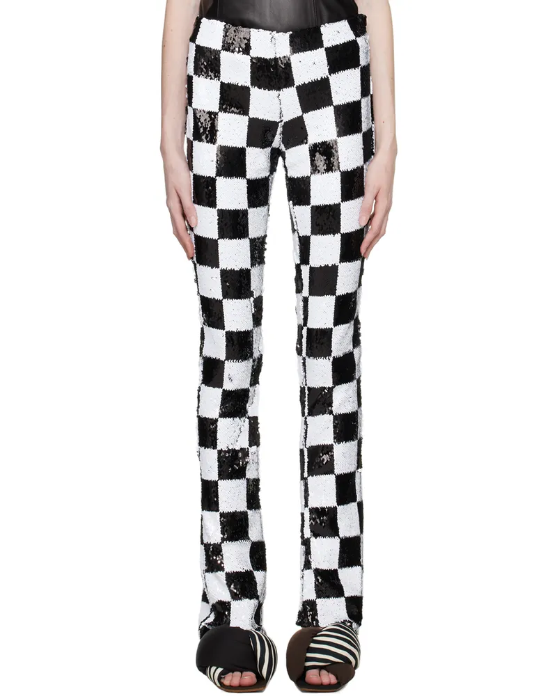Marques ' Almeida Black & White Check Trousers Black