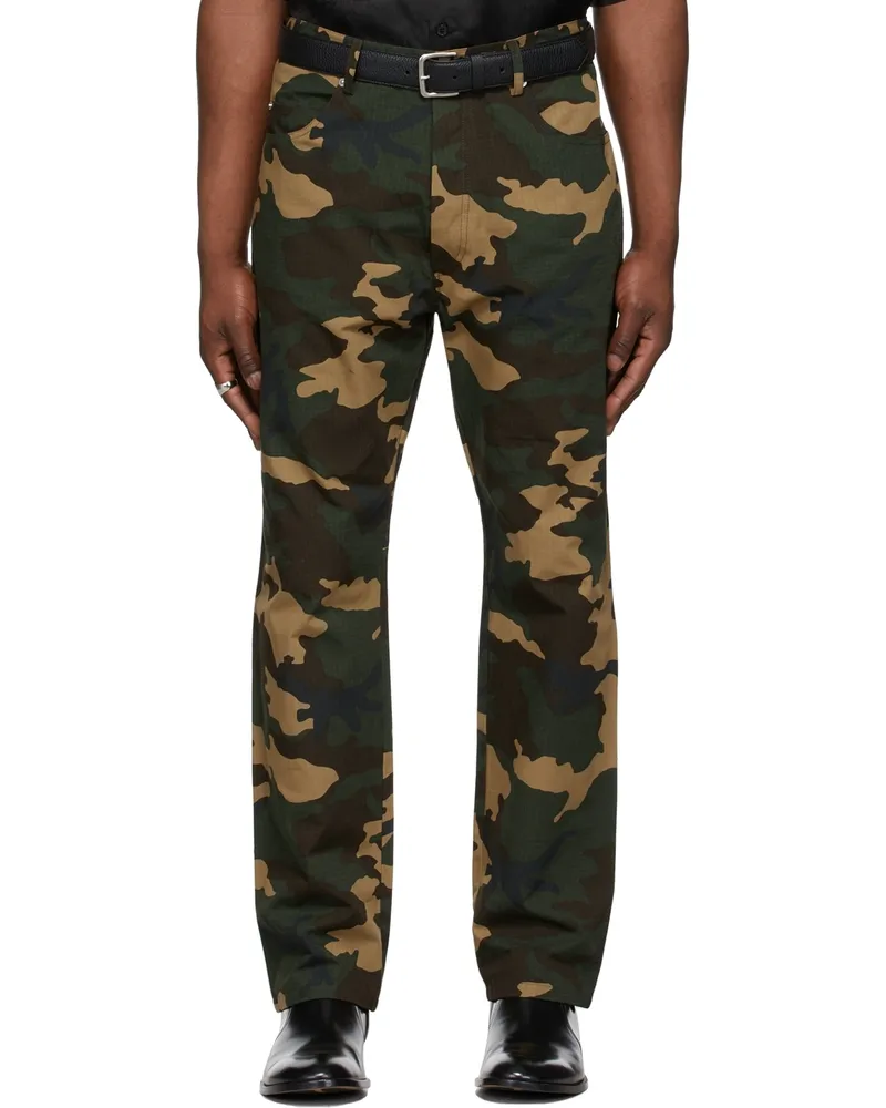 LU'U DAN SSENSE Exclusive Green Camo Straight-Leg Jeans Camo