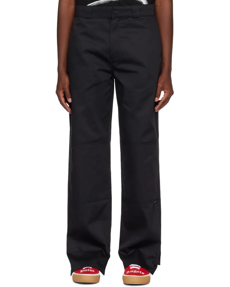 Palm Angels Black Reverse Waistband Trousers Black