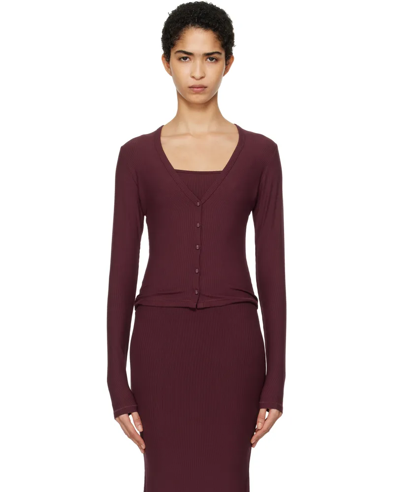 SKIMS Burgundy Soft Lounge Cardigan Bordeaux