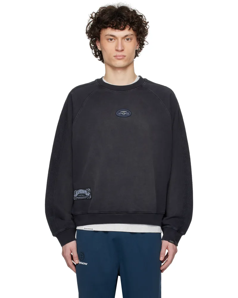 AAPE by A Bathing Ape Black Main Crewneck Sweatshirt Bkl