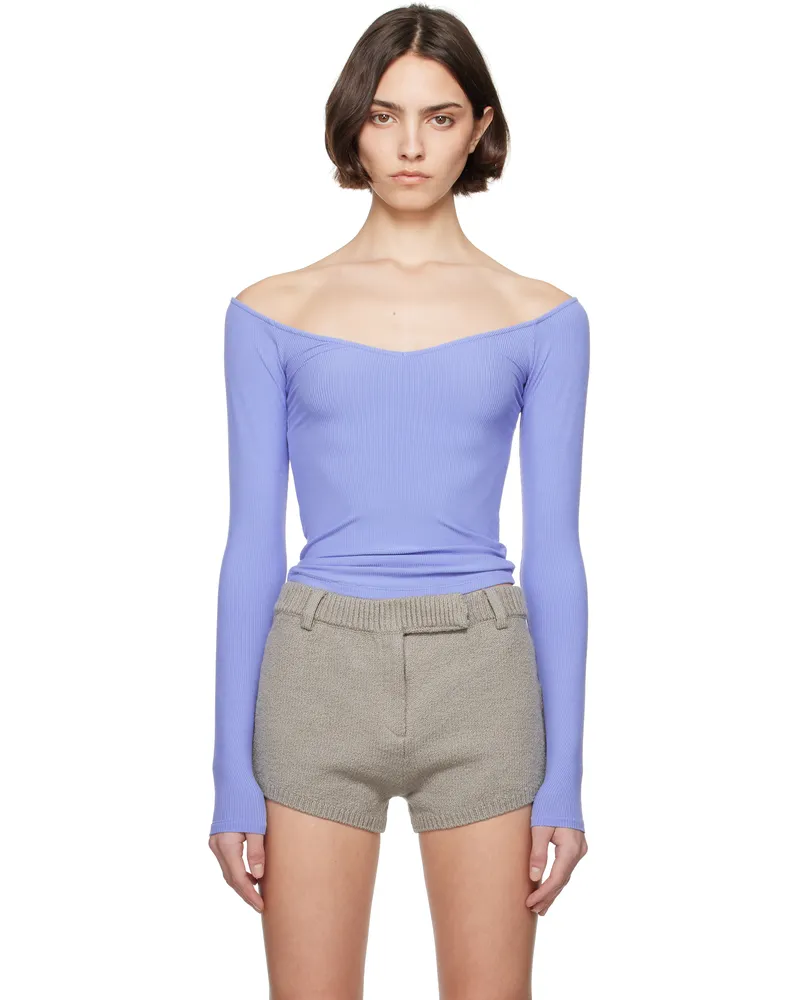 SKIMS Blue Soft Lounge Off The Shoulder Top Cielo