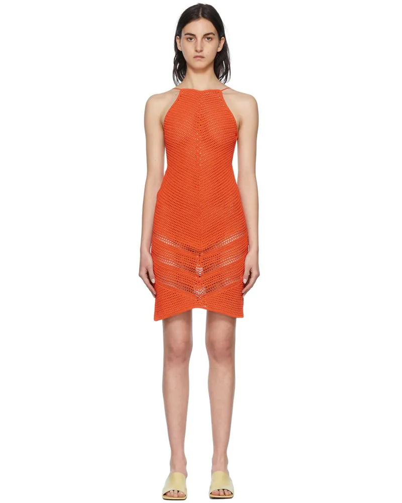 Bottega Veneta Orange Cotton Mini Dress 7550