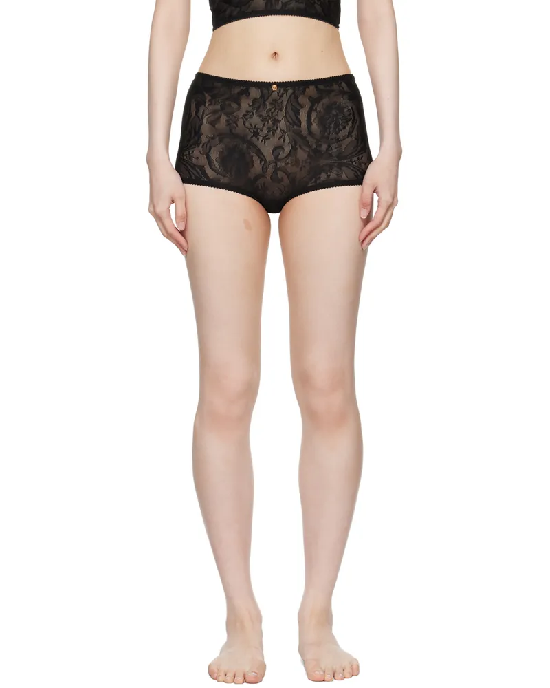 Versace Black Sheer Boy Shorts 1b000-black