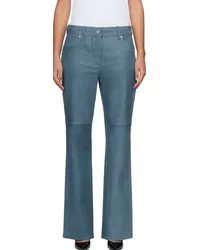 STAND Blue Sahara Leather Pants Washed