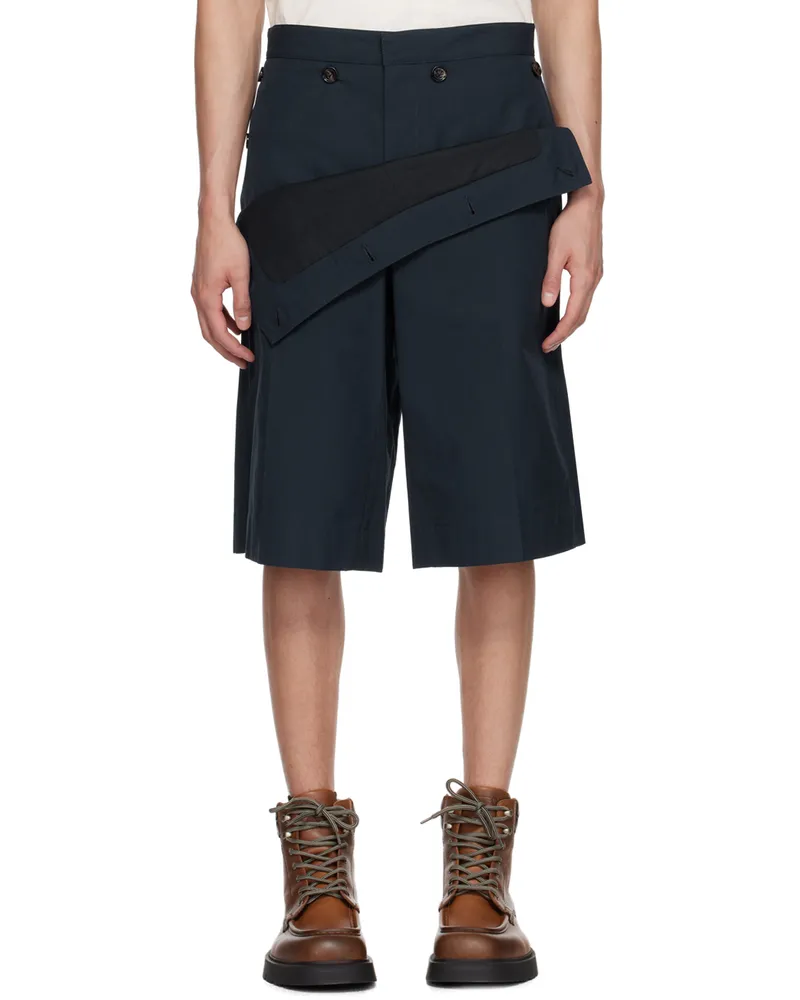 Bottega Veneta Navy Foldover Shorts 4405