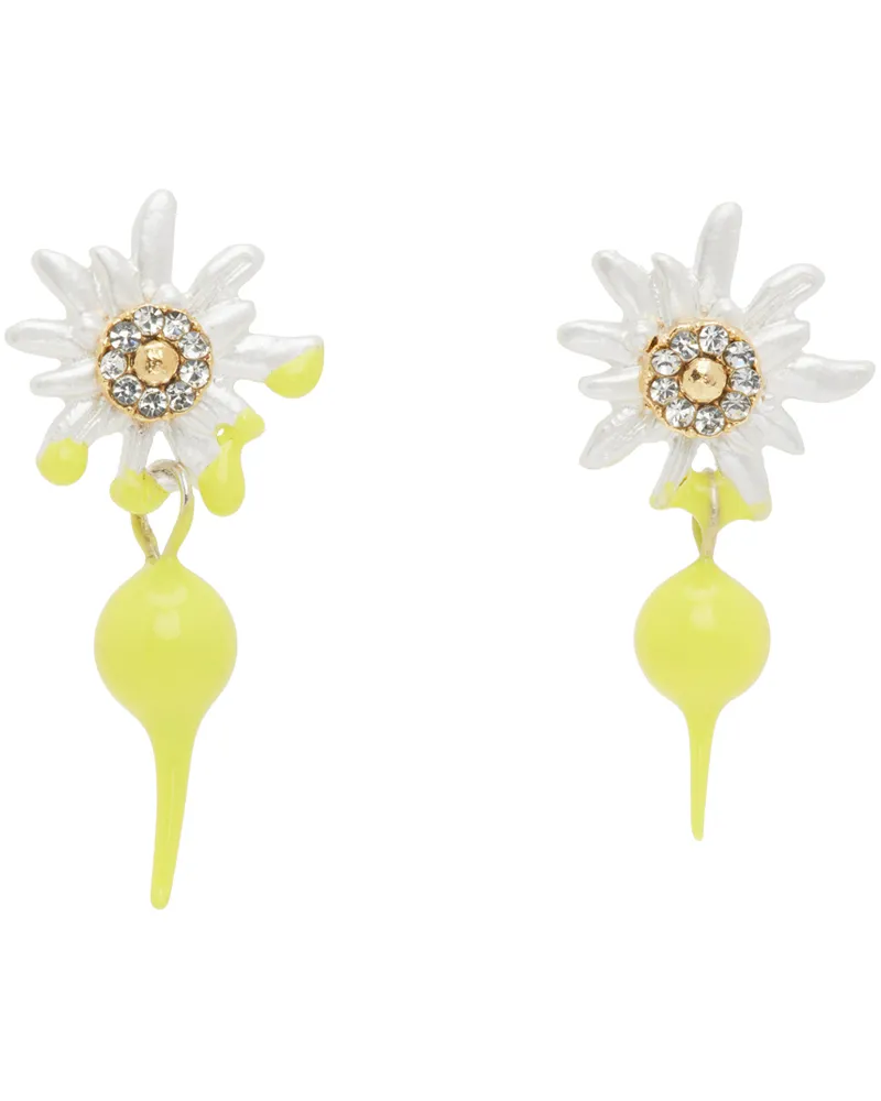 OTTOLINGER Silver & Yellow Dipped Edelweiss Earrings Acid