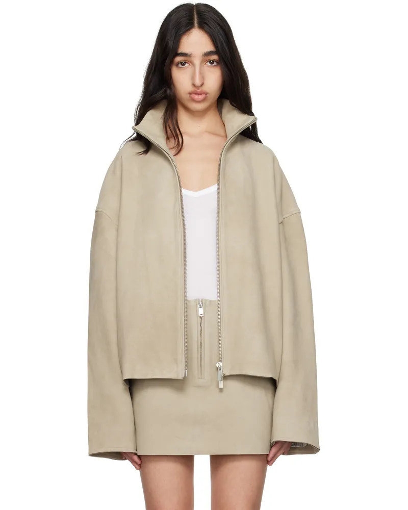 ROTATE Birger Christensen Beige Bonded Leather Jacket 1748