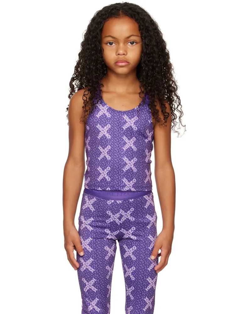 Kenzo Kids Purple Logo Tank Top 942