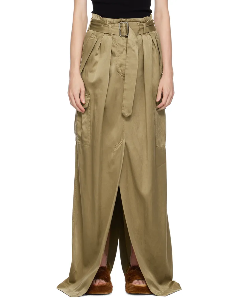 Dries van Noten Beige Pin-Buckle Maxi Skirt 4