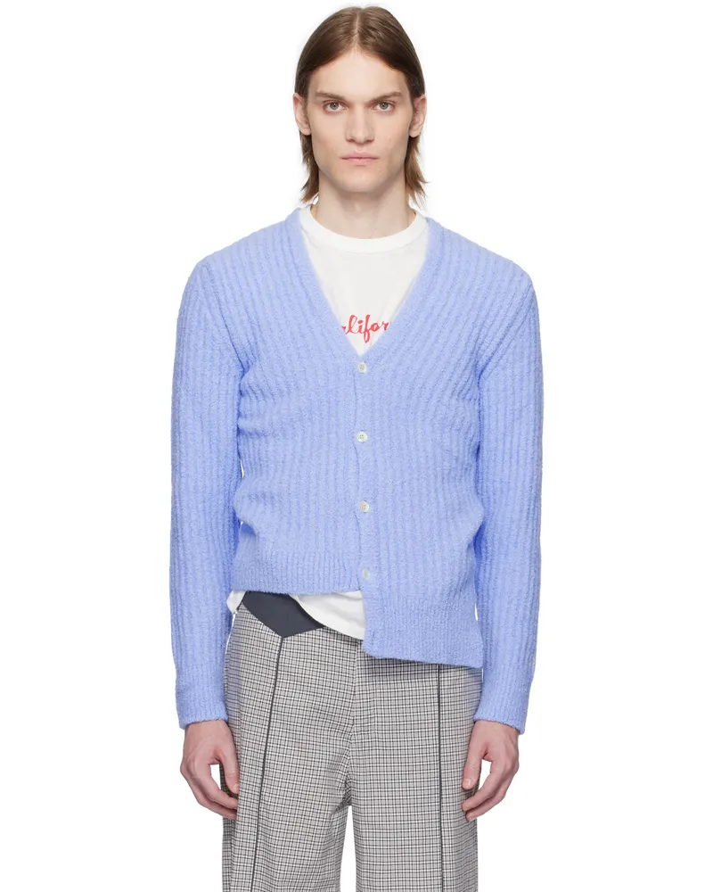 ERL Blue Cozy Asymmetric Cardigan Light
