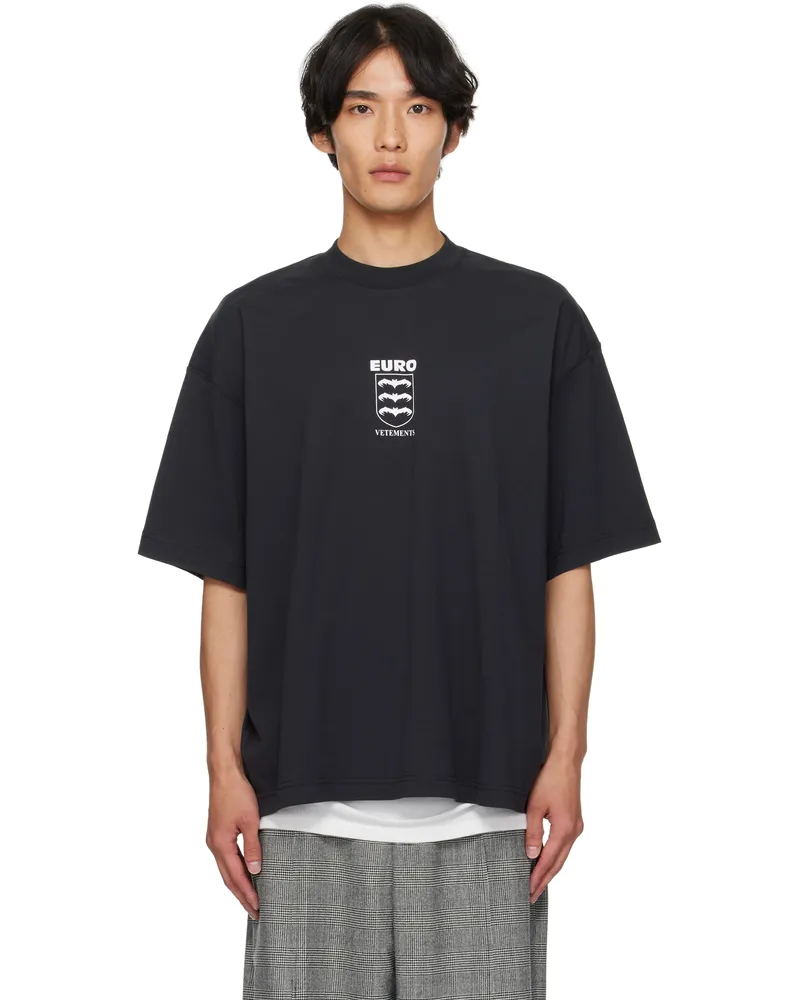 VETEMENTS Black Bats Logo Regular T-shirt Washed