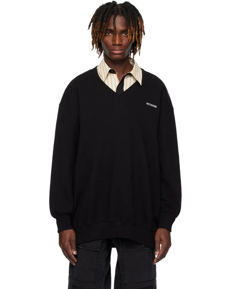 WE 11 DONE Black Oversized Sweatshirt Black