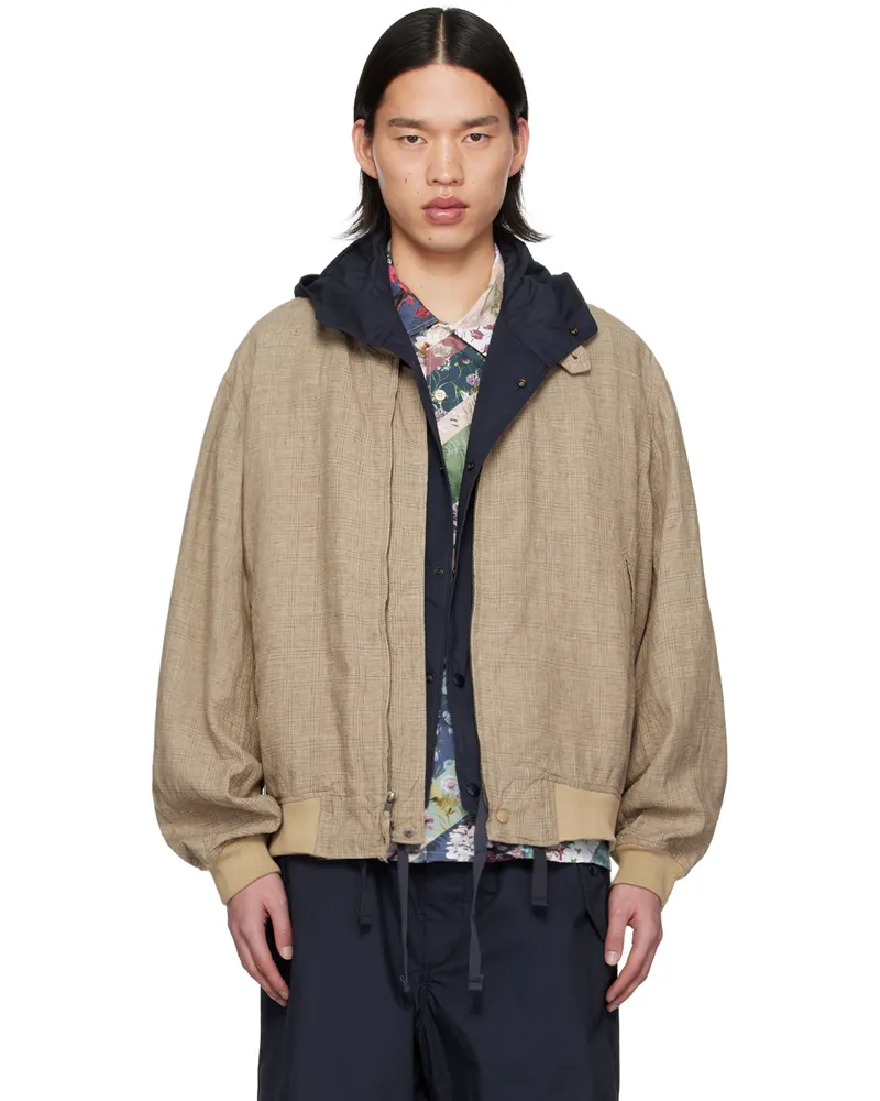 Engineered Garments Beige Check Bomber Jacket Et034