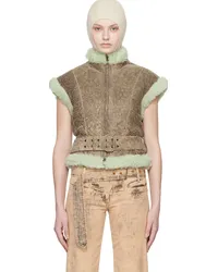 Charlotte Knowles Brown Rex Shearling Vest Dark