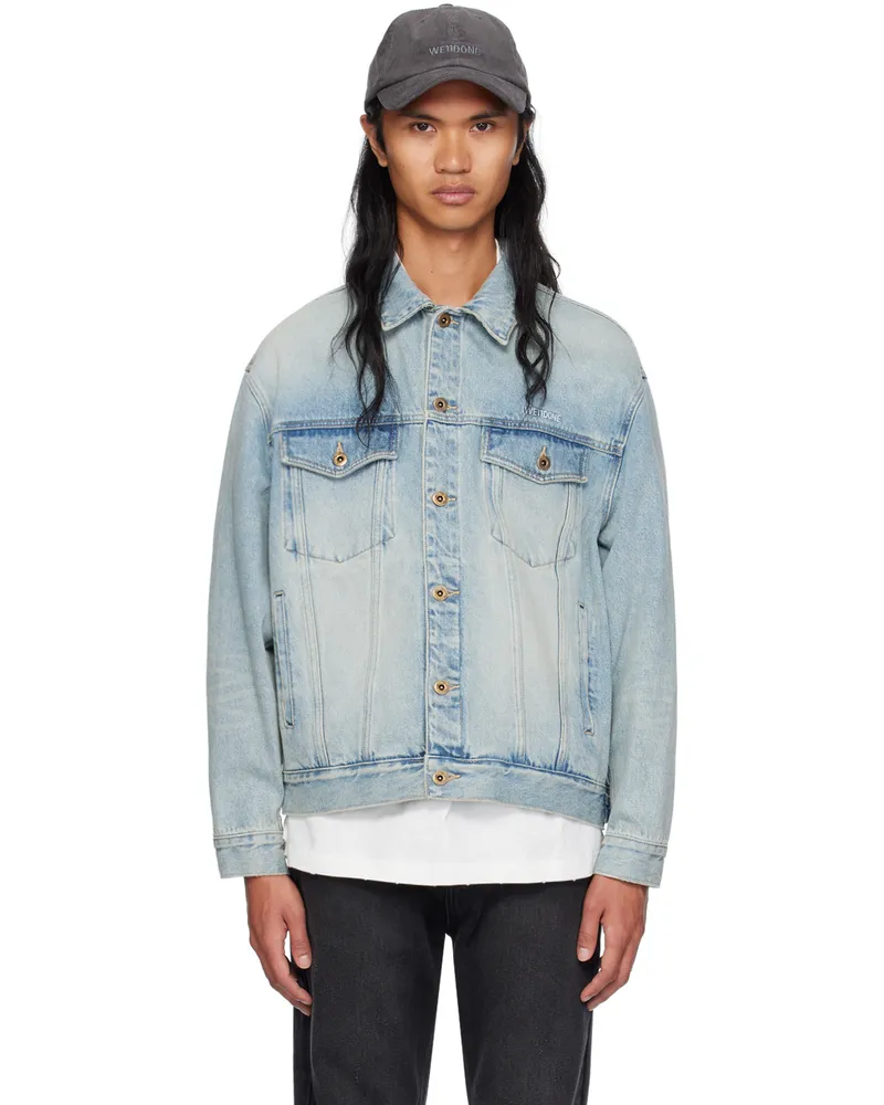 WE 11 DONE Blue Washed Denim Jacket Sky