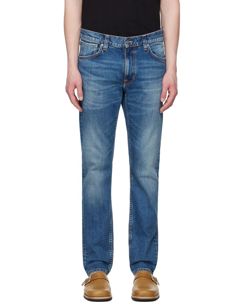 Nudie Jeans Blue Lean Dean Jeans Worn