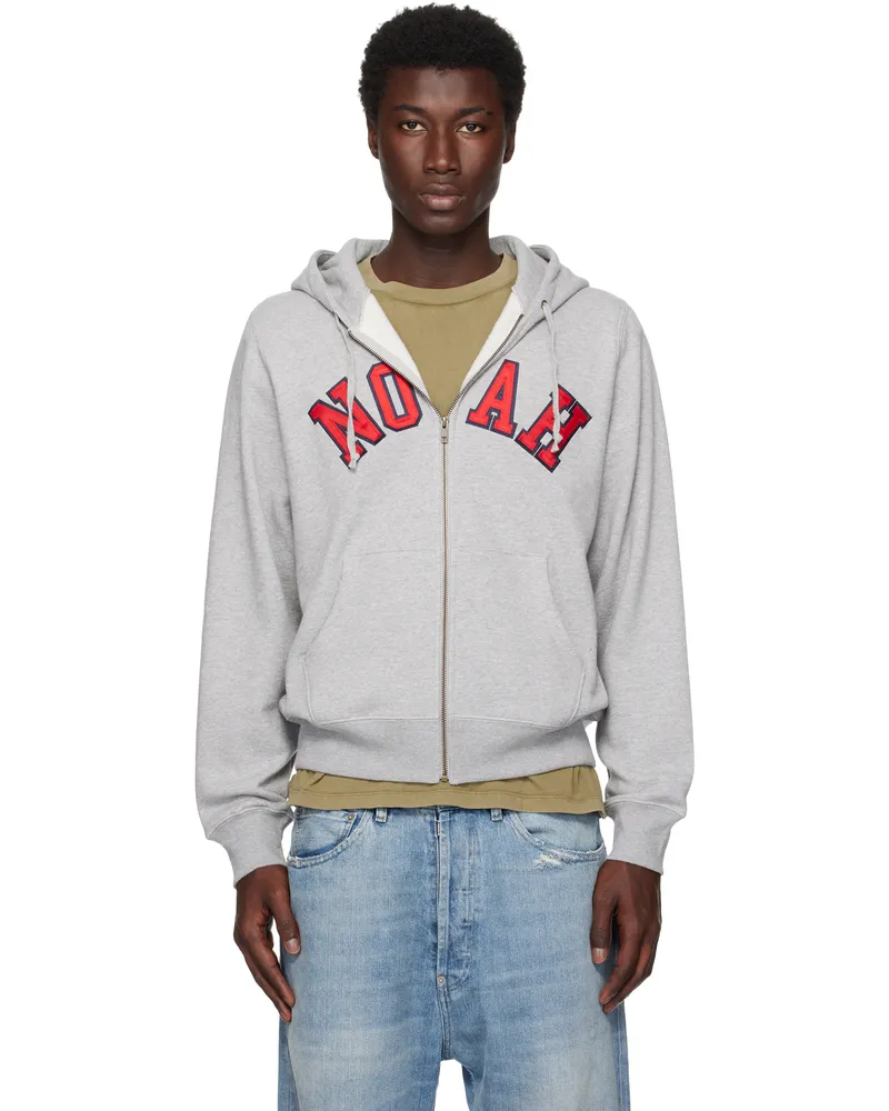 Noah NYC Gray Arch Appliqué Zip-Up Hoodie Heather