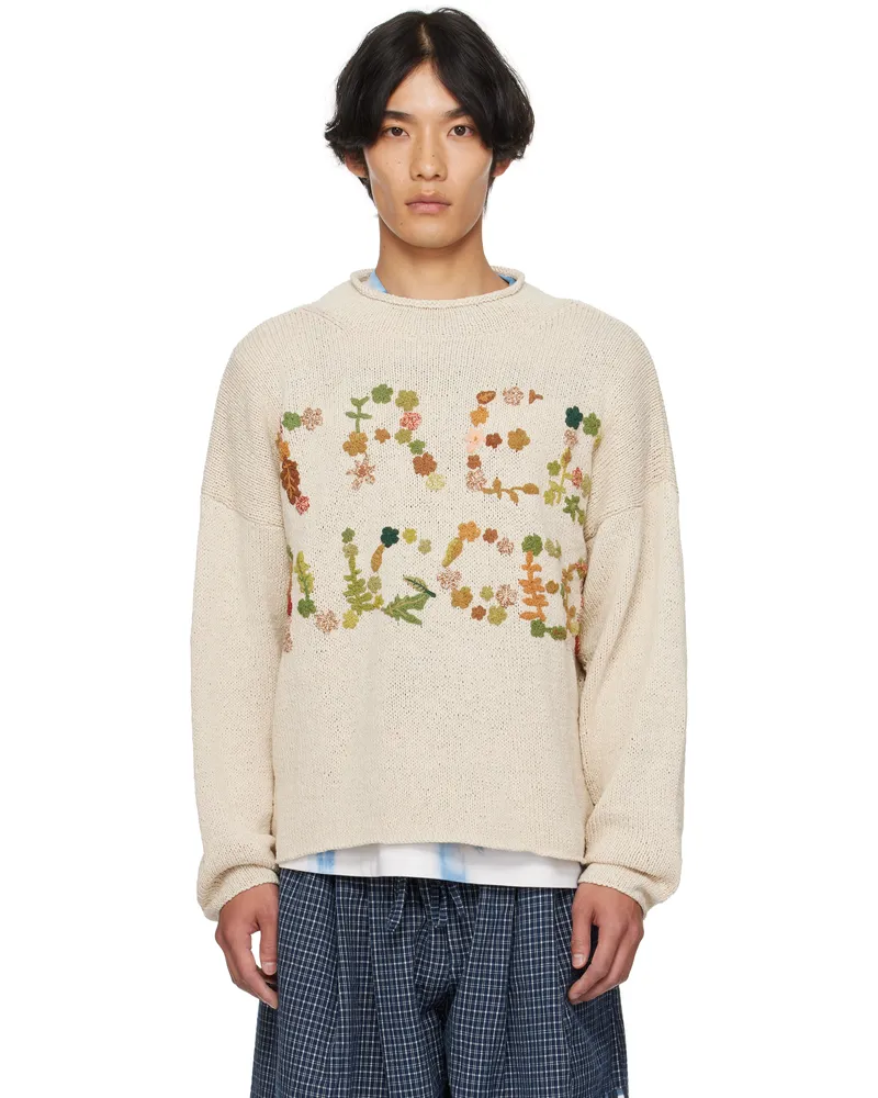 STORY mfg. Beige Twinsun Knit Rollneck Sweater Ecru