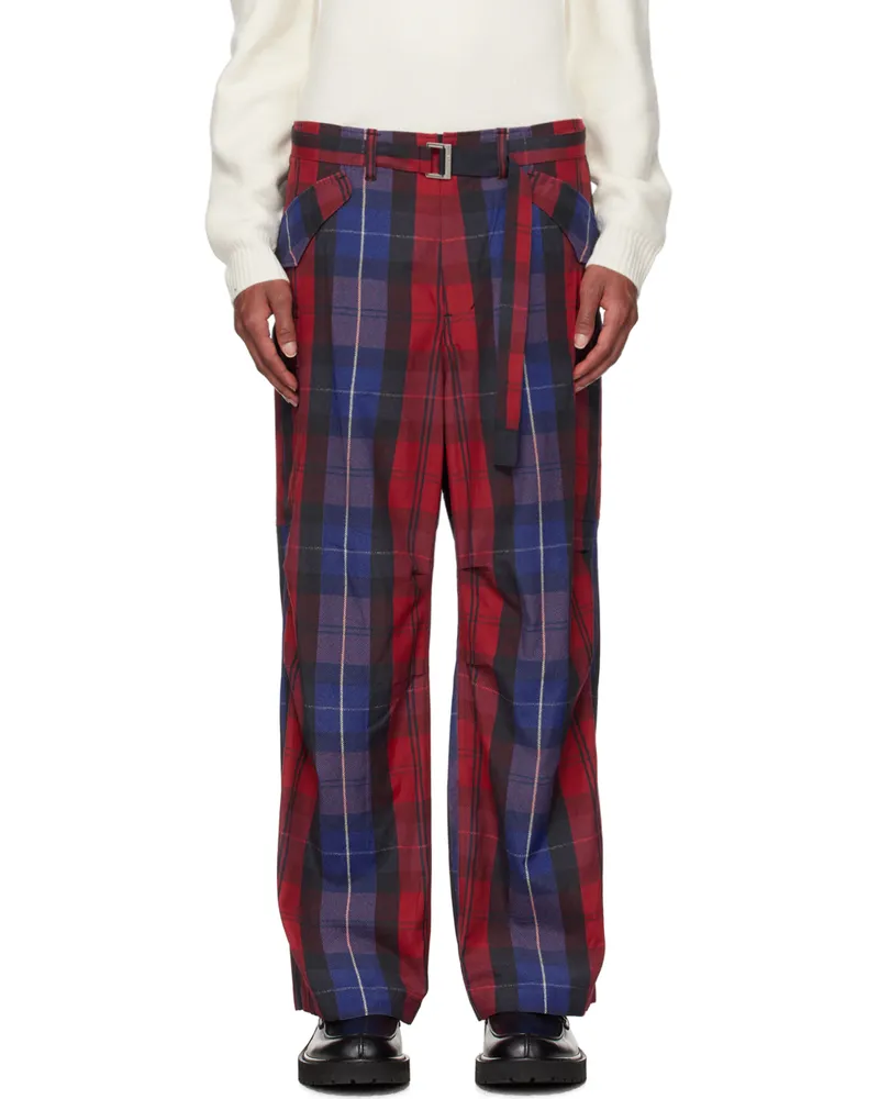 Sacai SSENSE Exclusive Red Plaid Cargo Pants 751