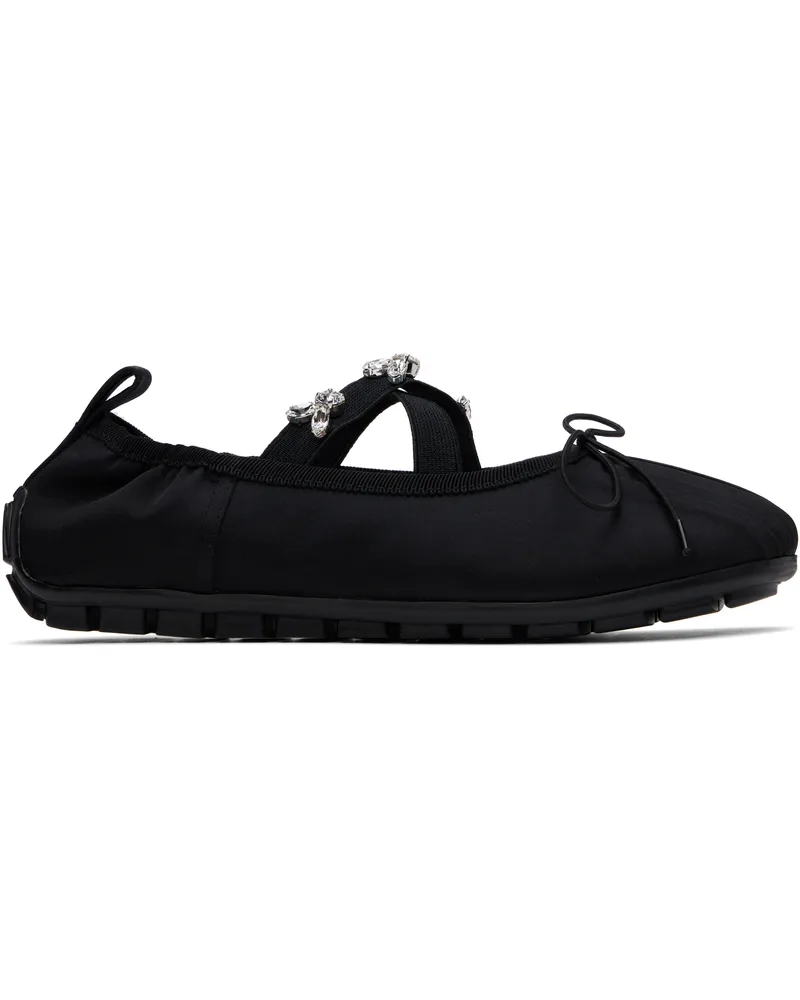 Simone Rocha Black Embellished Grip Ballerina Flats Black