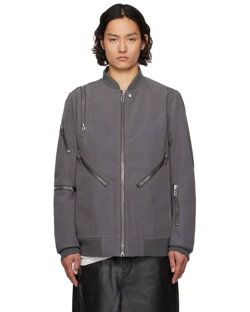 Rick Owens Gray Hollywood Jumbo Headon Flight Jacket 48