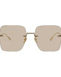 Gucci Gold Oversized Square Rimless Sunglasses Gold