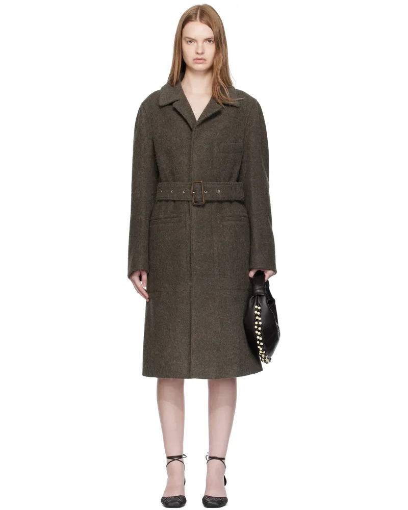 Christophe Lemaire Khaki Belted Tailored Coat Gr678