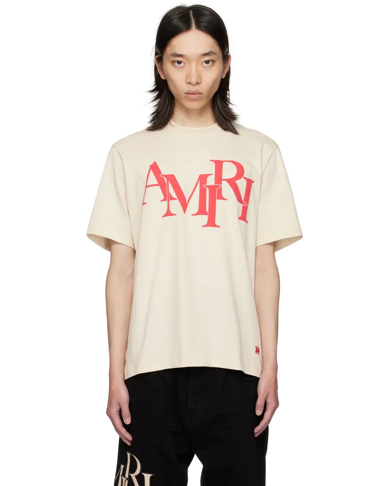 Amiri Beige Amiri Staggered T-Shirt Birch