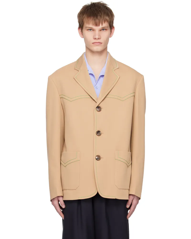 Marni Beige Single-Breasted Blazer 00w60