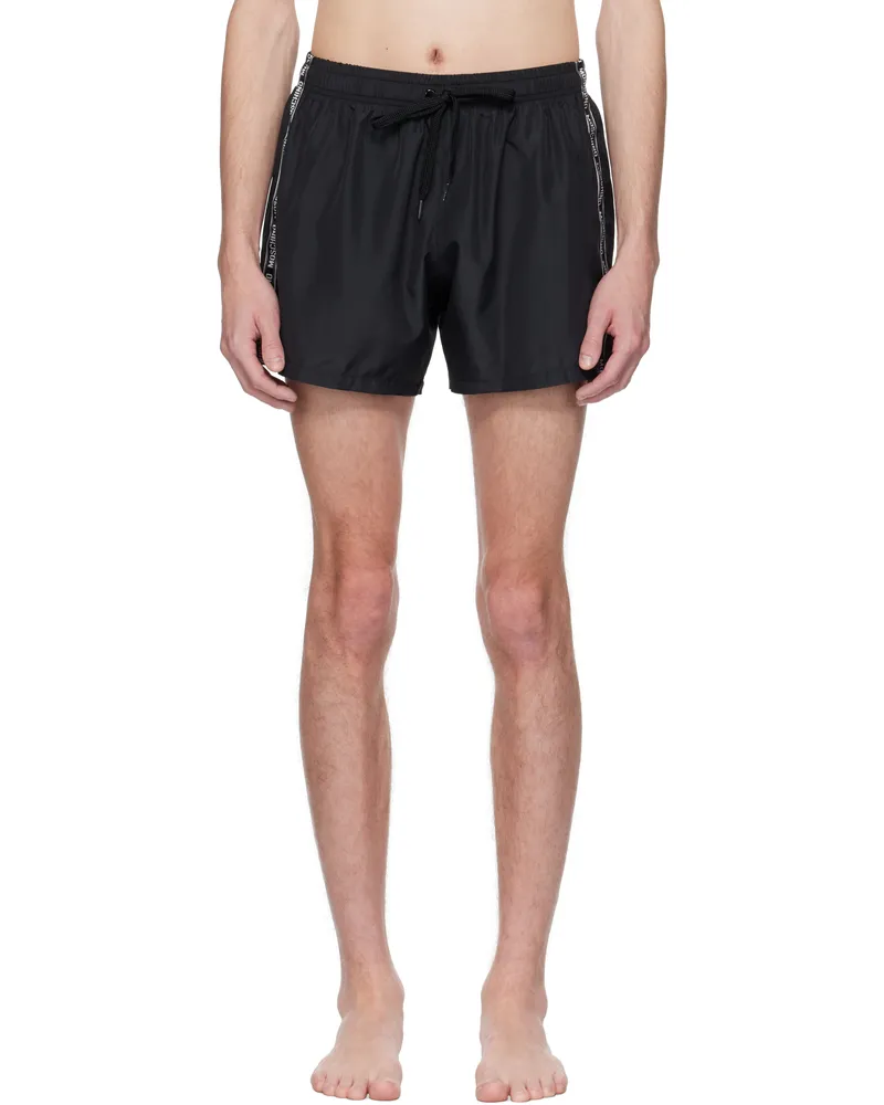 Moschino Black Logo Band Swim Shorts Black