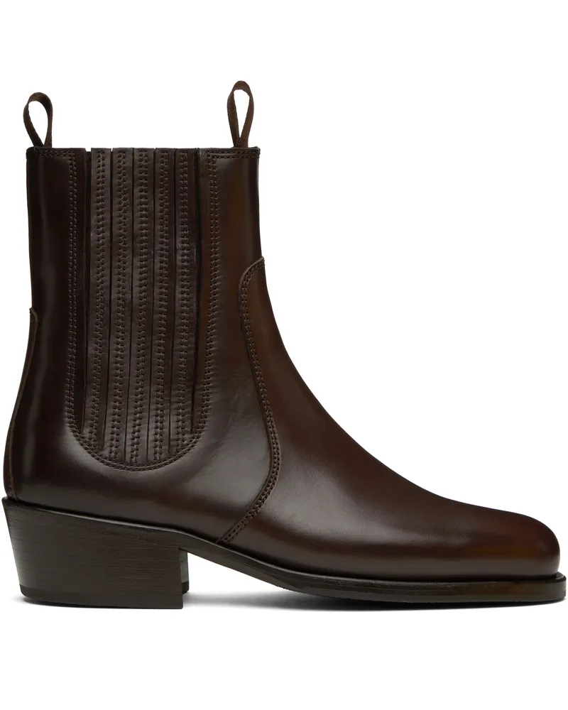 Christophe Lemaire Brown Leather Chelsea Boots Br521