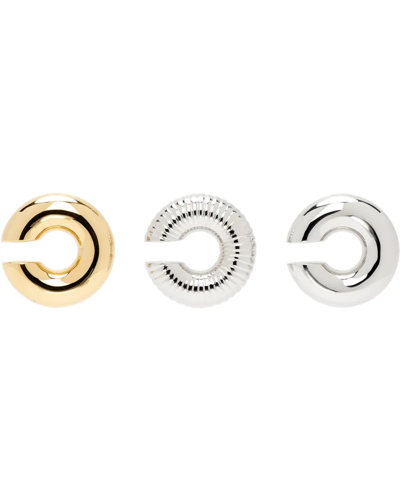 Paco Rabanne Solid & Fluted Ear Cuff Set Silver