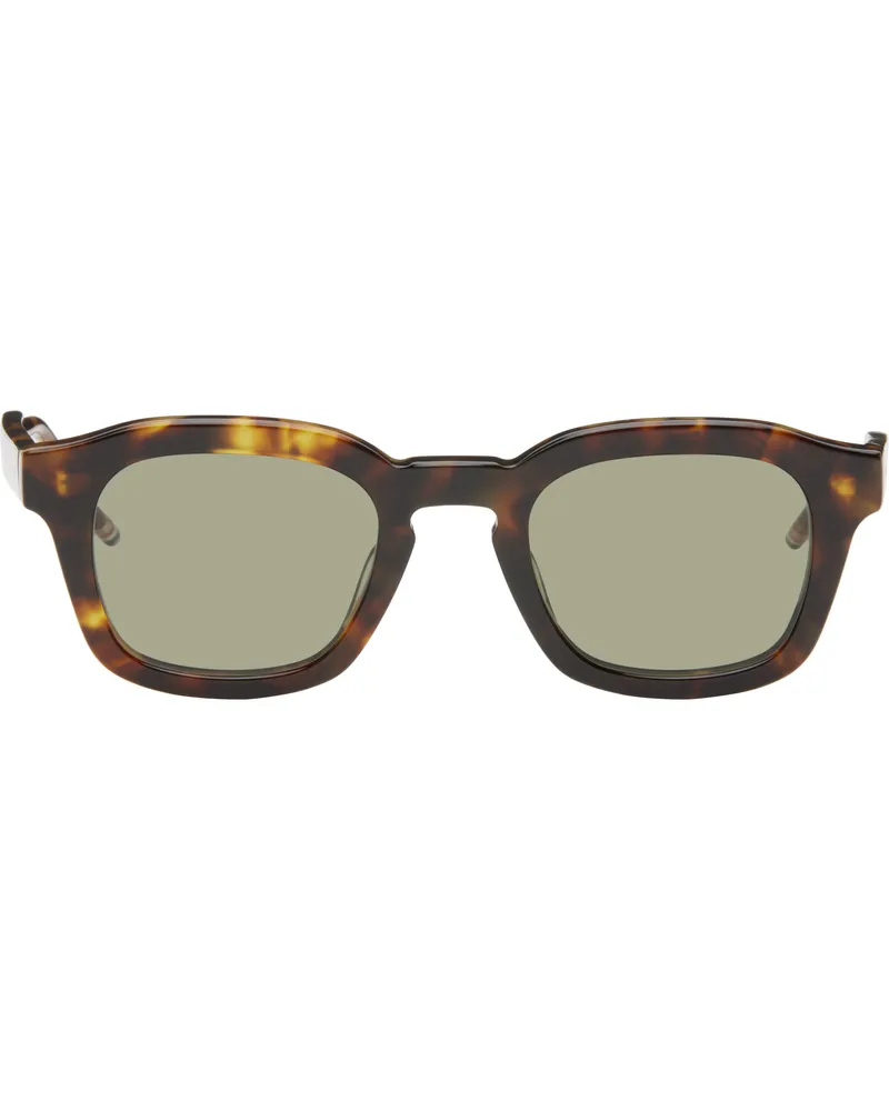Thom Browne Brown Tortoise Acetate Rectangular Sunglasses 215
