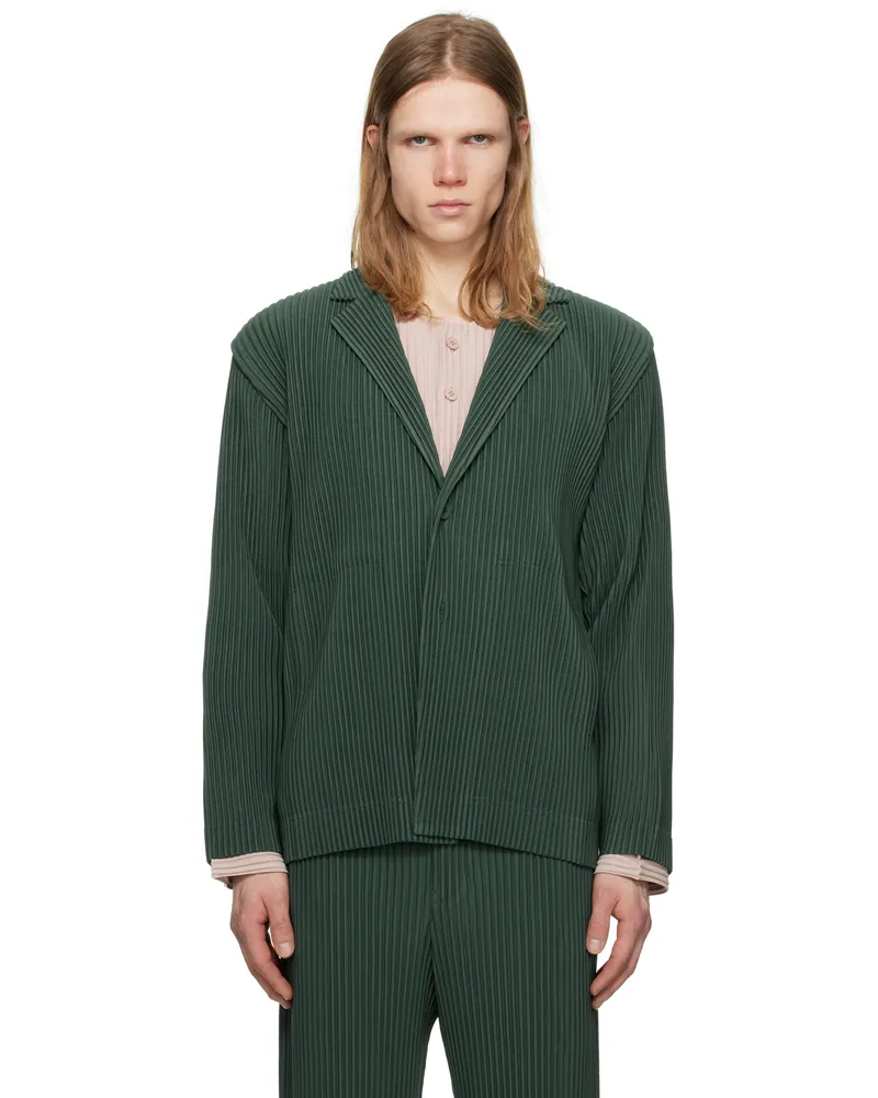 Issey Miyake Green Tailored Pleats 1 Blazer 68-evergreen