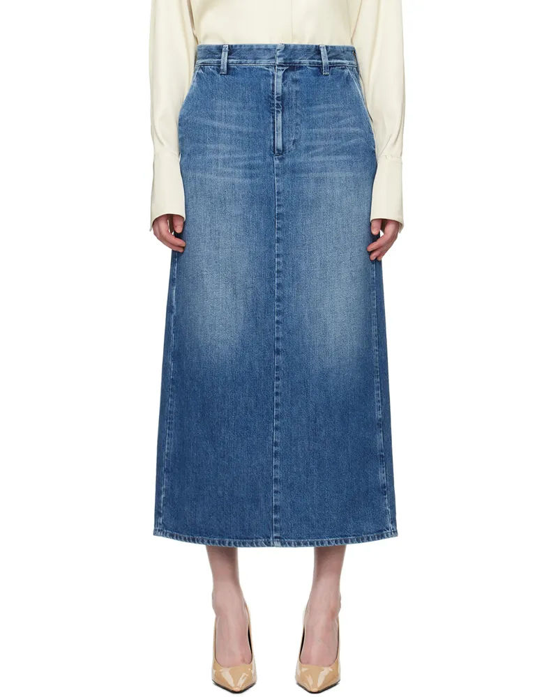 Valentino Garavani Blue Faded Denim Maxi Skirt 558