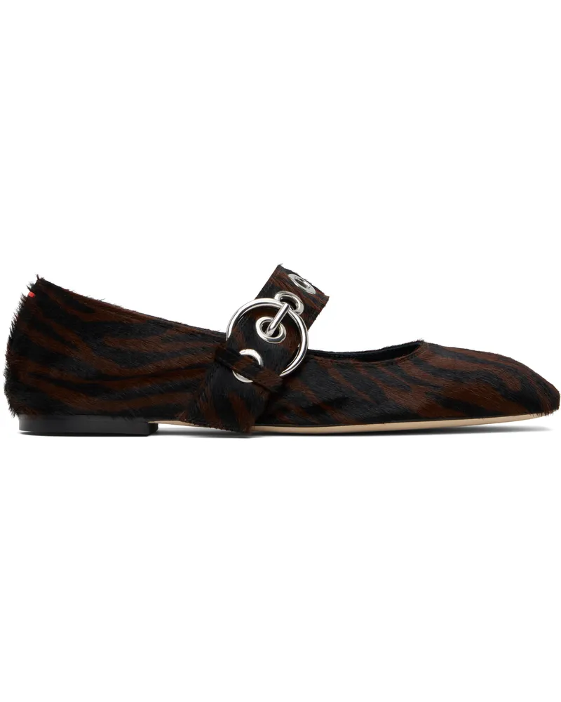 aeyde Black & Brown Uma Eyelet Mary-Jane Ballerina Flats Moka
