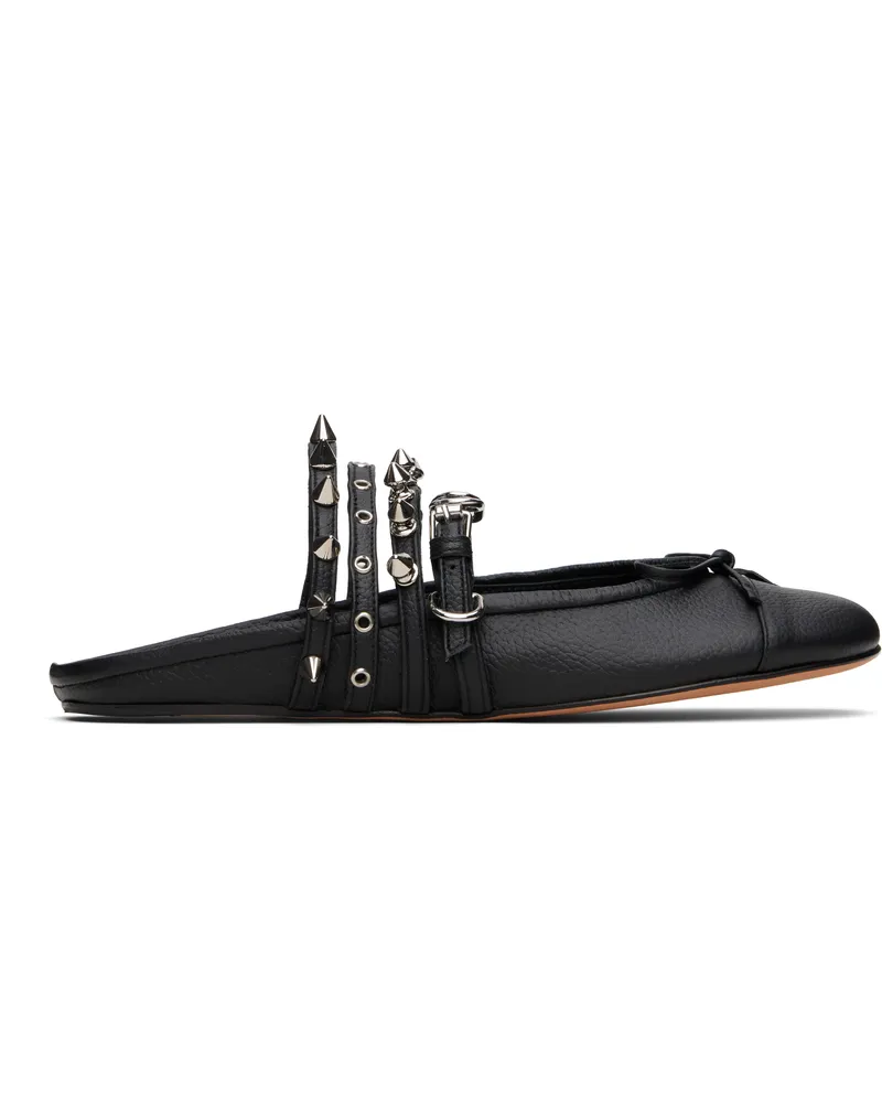 ABRA Black Spike Ballerina Mules Black