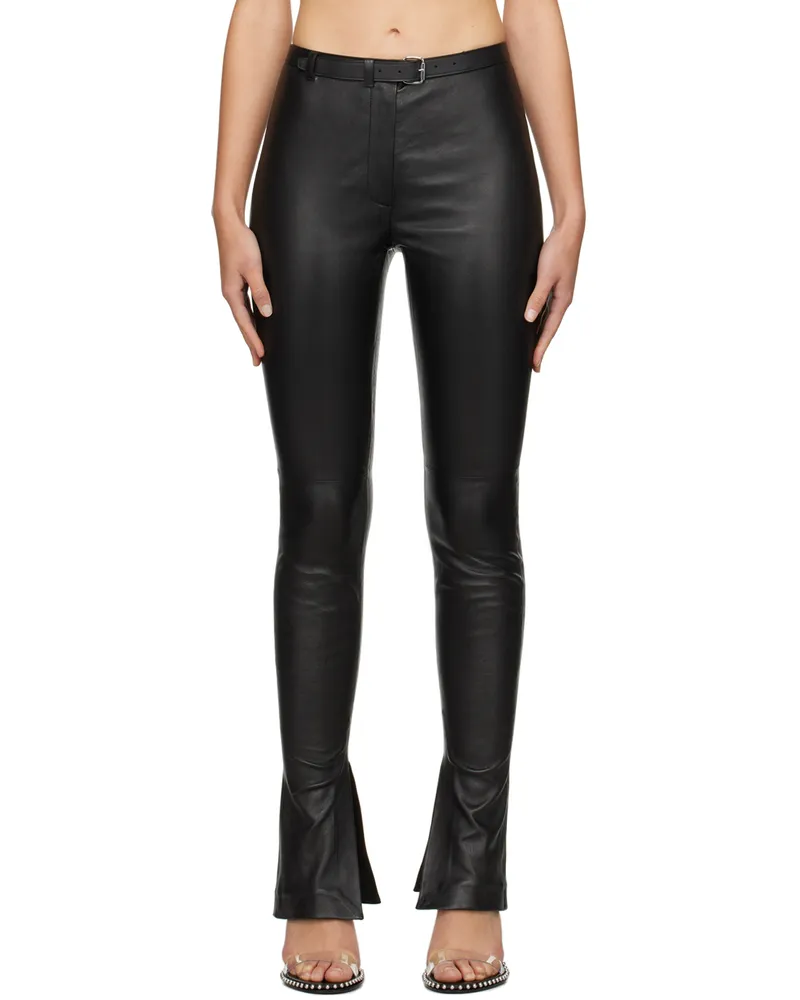 Alexander Wang Black Tailored Leather Leggings 001